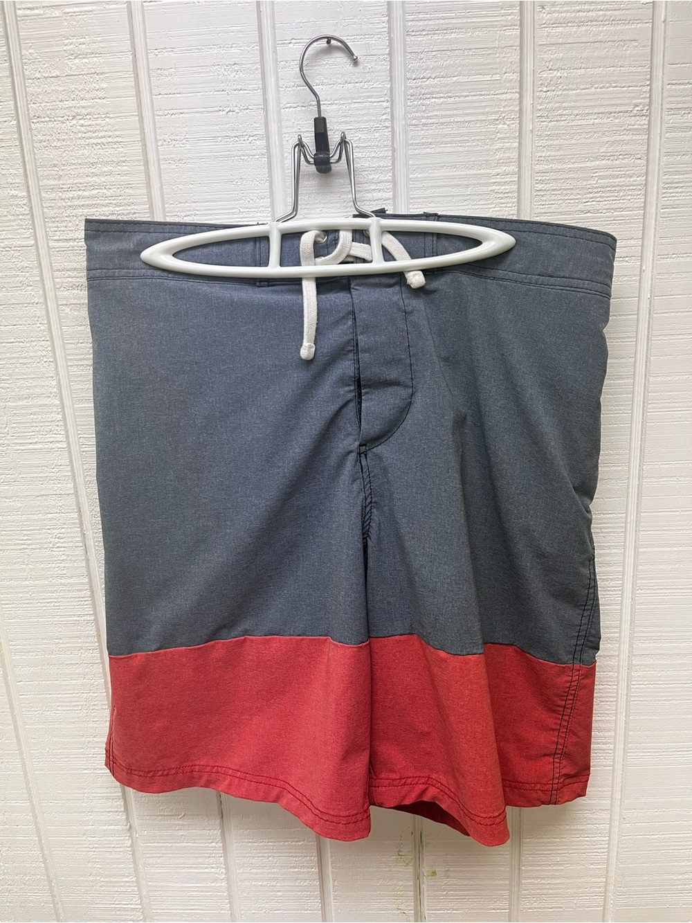 H&M Men’s Large Swim Trunks Blue/Gray/Nantucket Red Shorts Lined Swimming Short